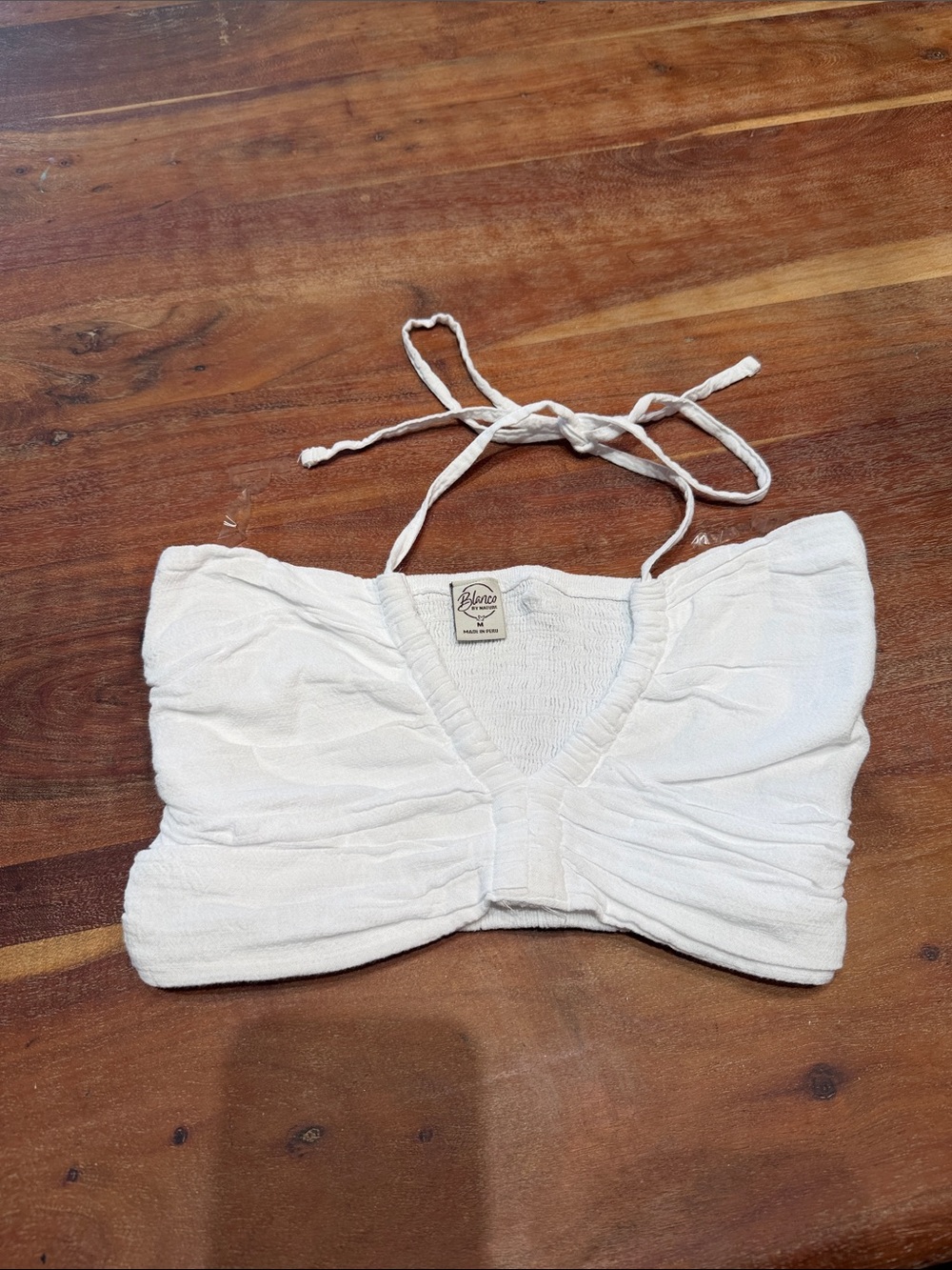 Blanco by Nature White Ruched Halter Crop Top size Medium